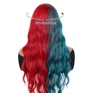 Vibrant Red and Blue Women Hair Wig.